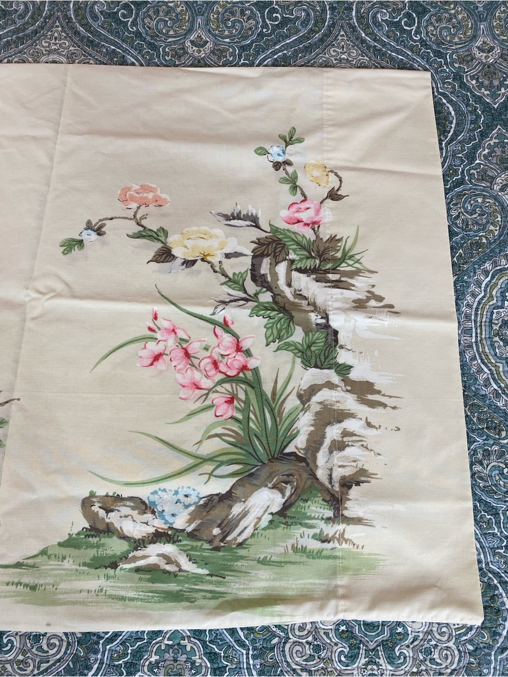 Asian Japanese pillow case by Springmaid floral garden w/butterfly